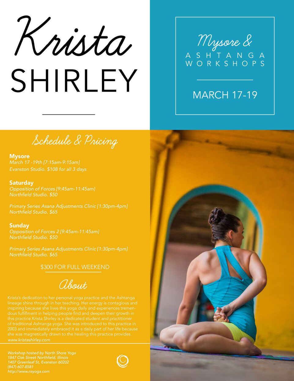 Ashtanga Yoga Workshop with Krista Shirley - North Shore, Illinois